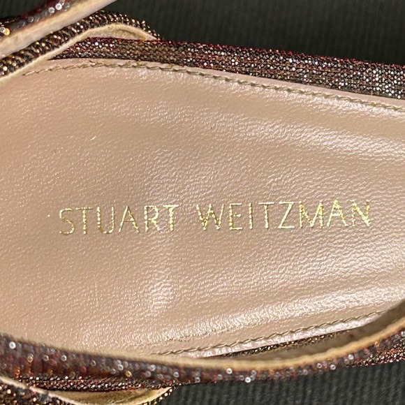 Stuart Weitzman Nudist Metallic Sunset Shimmer Ankle Strap Sandals 7.5 M Spain - Picture 8 of 12